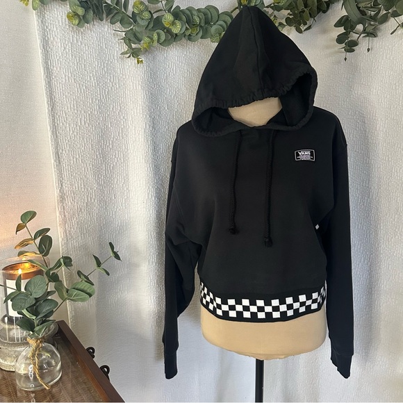 Vans Women’s Boom Boom Black Long Sleeve Crop Skateboard Hoodie Large - Picture 1 of 11
